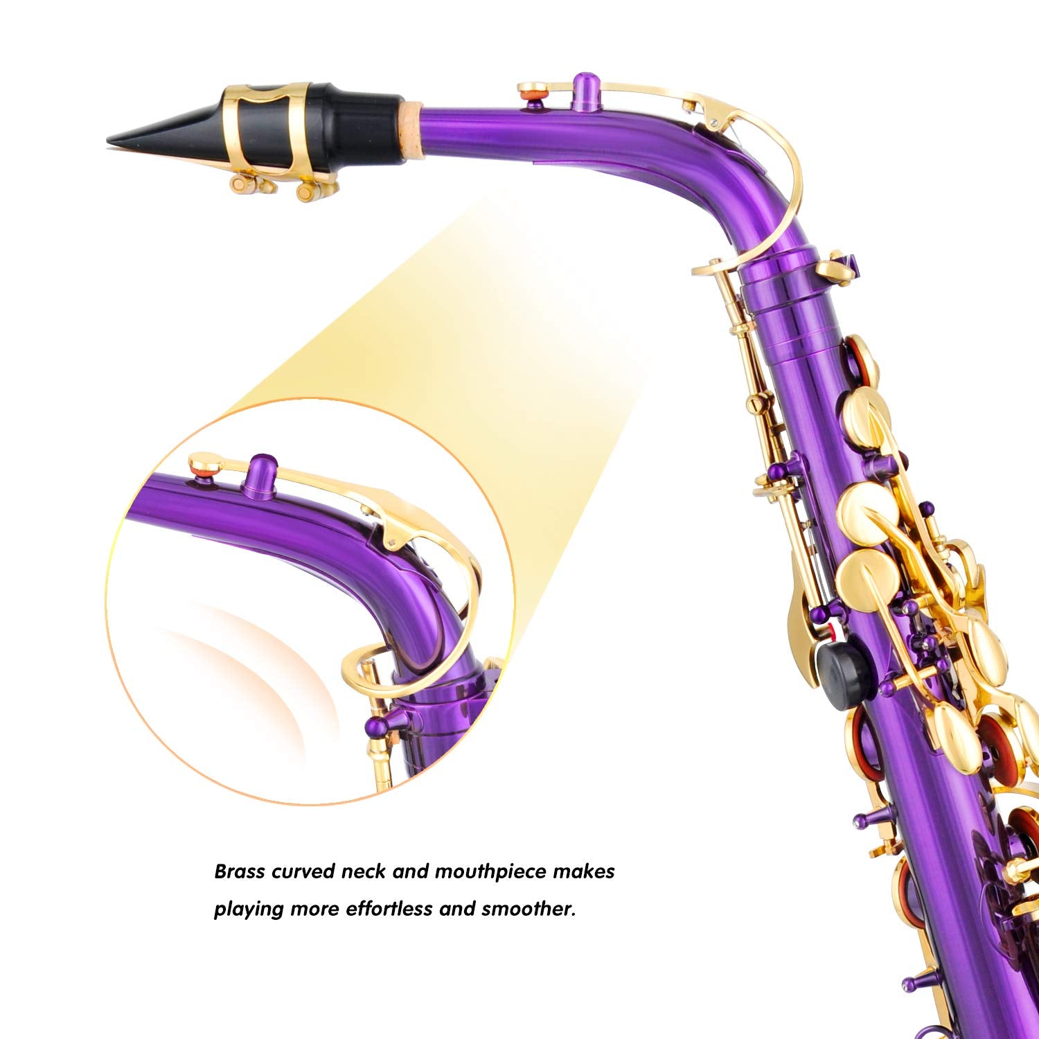 EASTROCK Purple/Golden Alto Saxophone E Flat Sax Full Kit for Students Beginner with Carrying Case,Mouthpiece,Mouthpiece Cushion